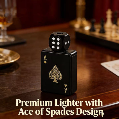 (No Butane Gas Included) Creative Playing Card Lighter with Rotatable dice, Novelty Green Flame Lighter, Windproof & Refillable