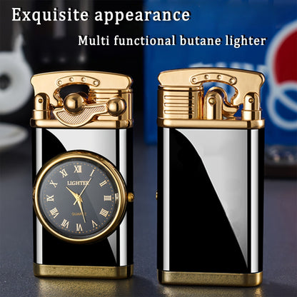 (Butane Gas Not Included)  Windproof Double Blue Flame Lighter, Butane Refillable Lighter with Adjustable Flame