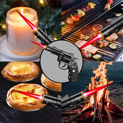 (Butane Gas Not Included) Classic Left Wheel Lighter, Metallic Texture Multi-purpose Torch Lighter, 2 Modes Flames Lighter, Windproof Lighter for Outdoor Camping, Cooking, Gift for Halloween, Christmas, Birthday, Gift for Boyfriend, Dad
