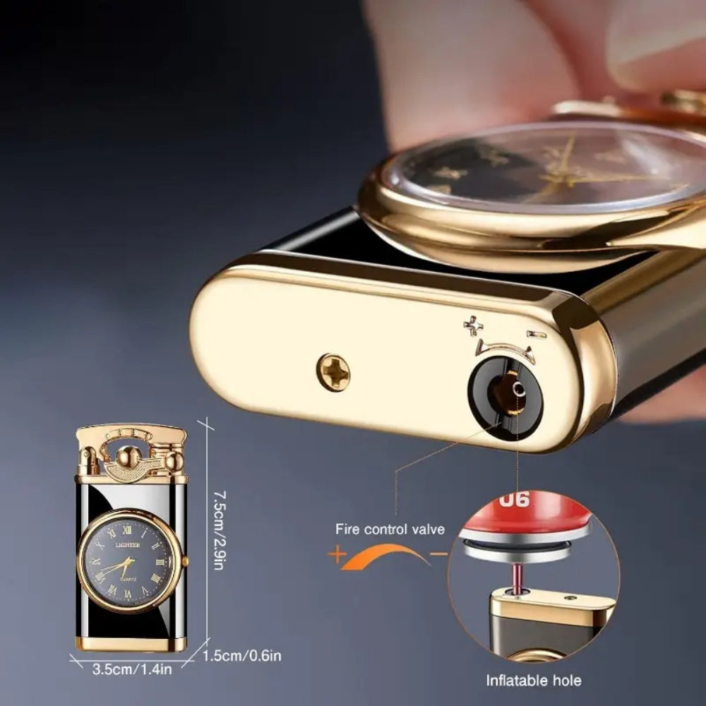 (Butane Gas Not Included)  Windproof Double Blue Flame Lighter, Butane Refillable Lighter with Adjustable Flame