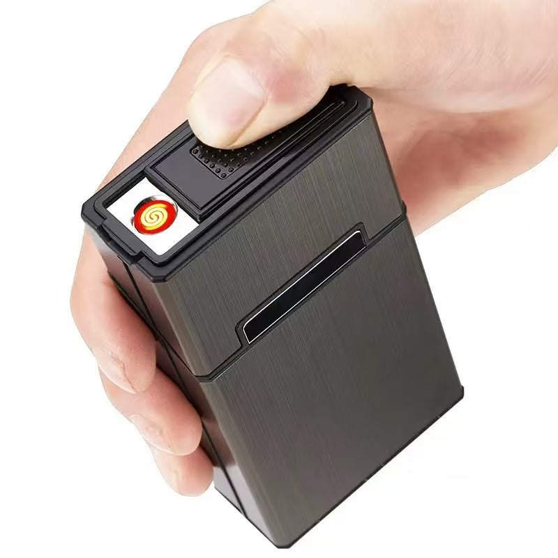 Cigarette Case with USB Rechargeable Lighter for 100mm,Holds 20 pcs 100S