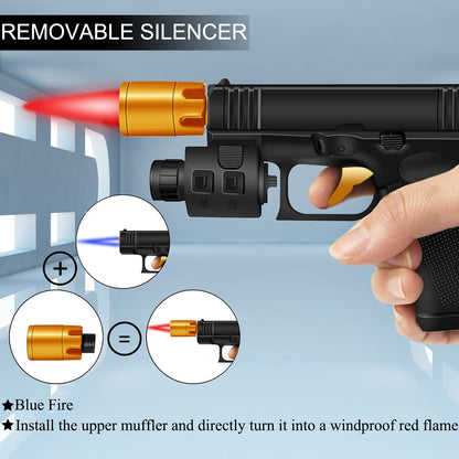 (Butane Gas Not Included) Unique Cool Lighter for Men, Windproof Torch Lighter, Refillable Torch Lighter,Adjustable Red/ Blue Jet Flame Lighter for Outdoor BBQ,  Baking, Kitchen, Camping Daily Use