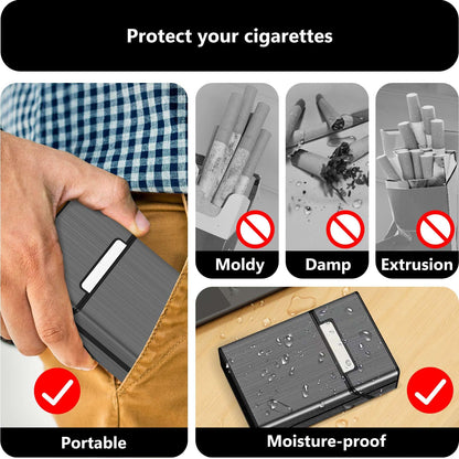 Cigarette Case with USB Rechargeable Lighter for 100mm,Holds 20 pcs 100S