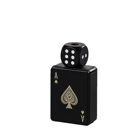 (No Butane Gas Included) Creative Playing Card Lighter with Rotatable dice, Novelty Green Flame Lighter, Windproof & Refillable