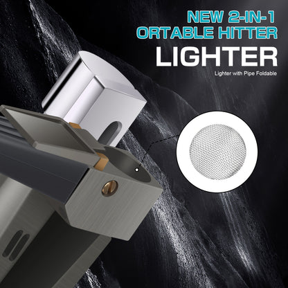 (Butane Gas NOT Included) 2-in-1 Dual Function Refillable Metal Torch Lighter, Foldable Handheld Torch Lighter